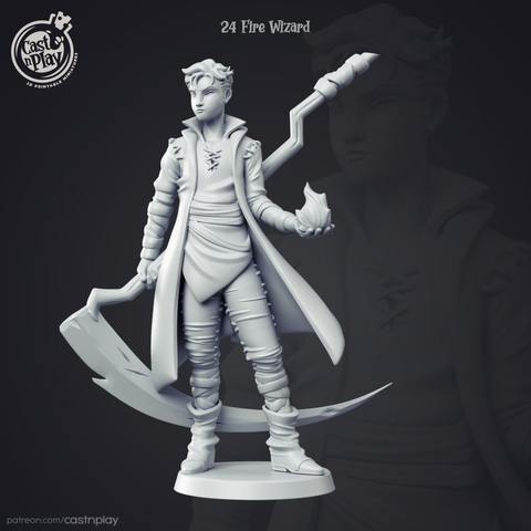 Fire Wizard Miniature Figure for Tabletop RPG and Wargaming