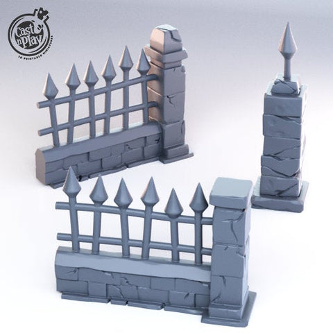 Spiked Fence Sections for Tabletop RPG Games and Miniature Wargaming